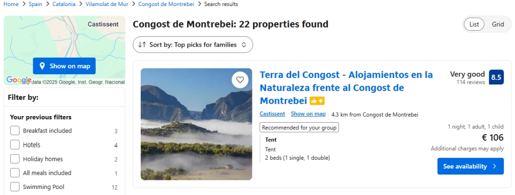 Hotels close to the Congost de Mont-rebei in Lleida